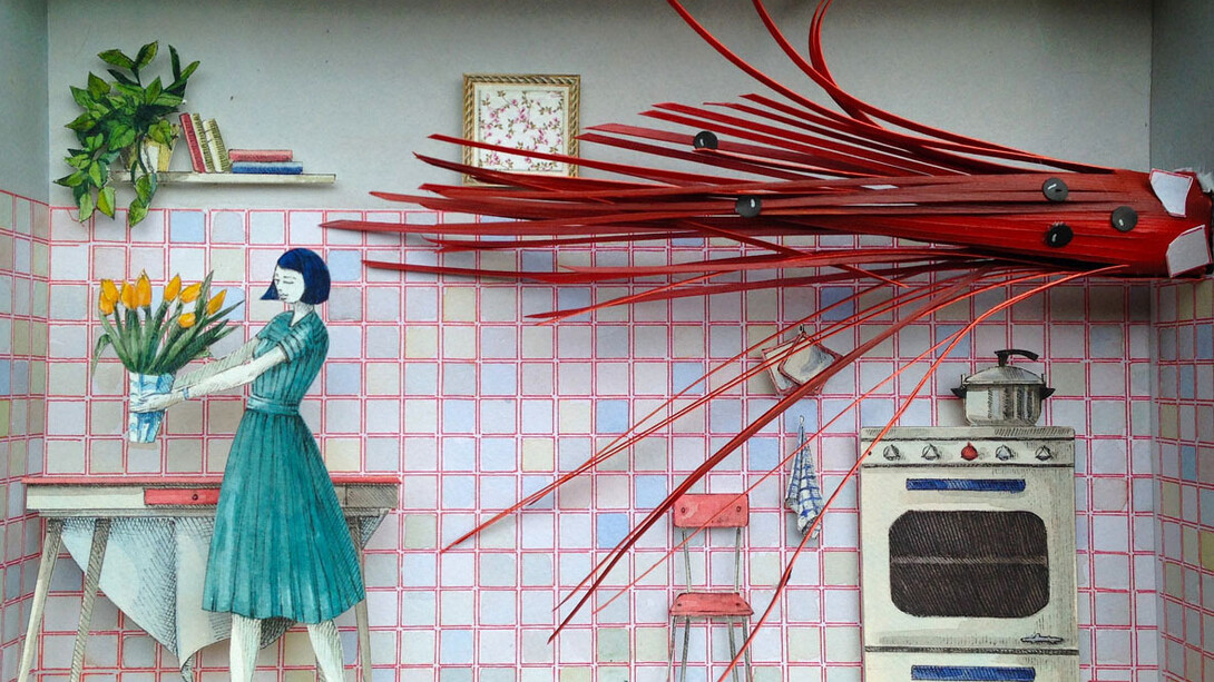 Vanni Cuoghi, Monolocale 12 (L'astice), 2015, tecnica mista, 21 x 30 cm 