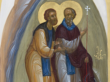 An Orthodox icon of the Venerable Saints Beatus and Achatus of Thun
