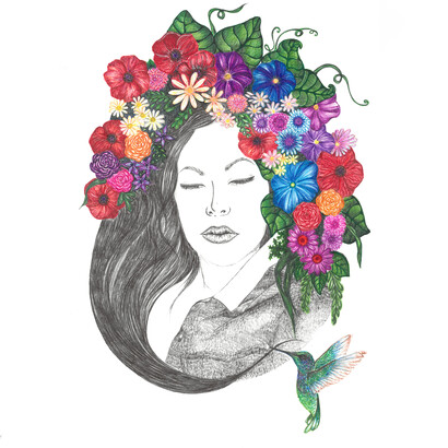 Viviana Cazzato, Roberta, penne rollerball multicolor su carta canson 300 g, formato A3, 2021