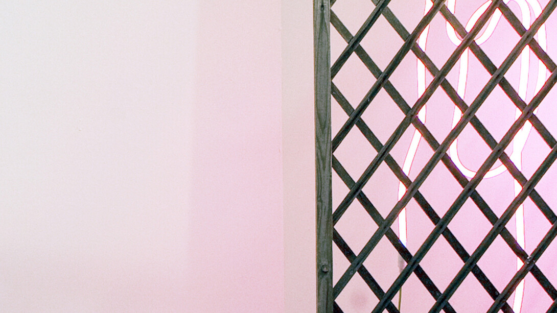 01, Clare Kenny, Give em enough rope (detail), 2011. Neon light, found fence panel; 98 x 200 x 15 cm. Courtesy of Vitrine