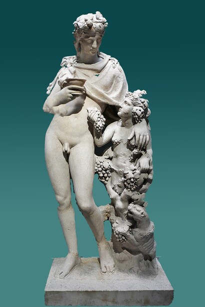 Dioniso con satiro e pantera, copia romana di orginale greca, II secolo a.C.