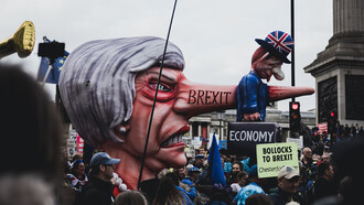 Protesters rally in London during the 'Put It to the People' march, demanding a final public vote on Brexit or the revocation of Article 50, UK