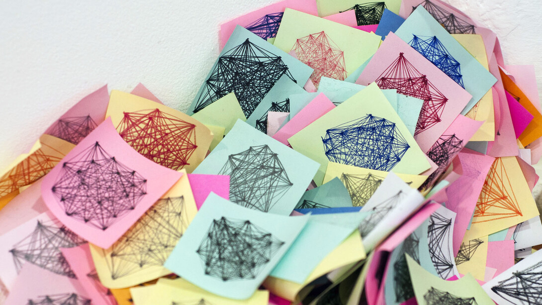 Maria Teresa Ortoleva, Leaves, Matter as an aggregate of images, 8 x 8 cm each, mixed media