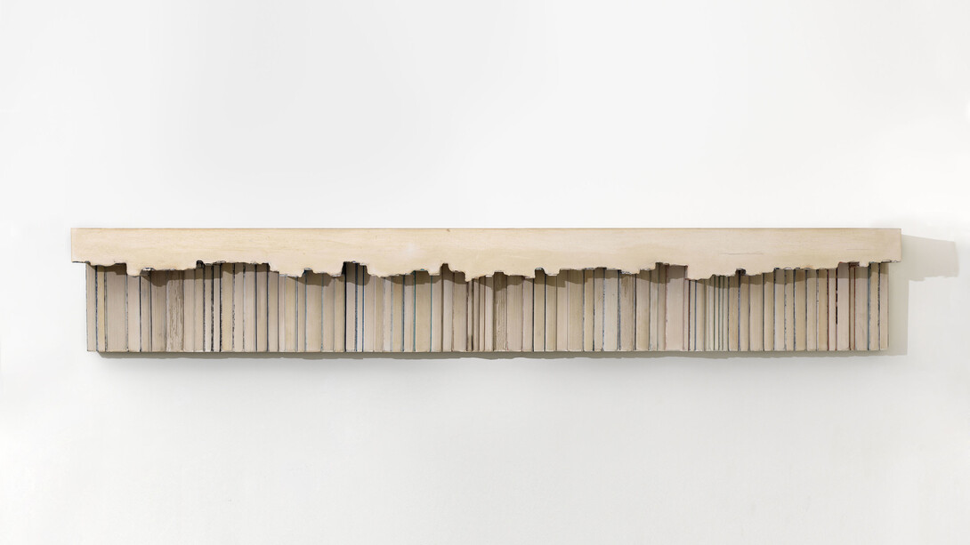 Rachel Whiteread, Untitled (Paperbacks), 1990s Plaster, polystyrene and steel, 30.5 x 200.7 cm / (12 x 79 in), Courtesy of the artist and Blain|Southern. Photo: Todd White 05.06.2014