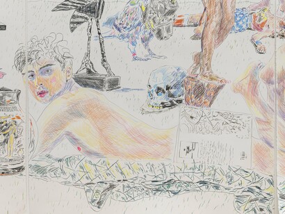 John Brooks, Islands Are Not Forever IV (detail), 2023, colored pencil on paper, 75 x 50 inches. Courtesy of the artist and March Gallery
