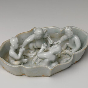 Period:Yuan dynasty (1271–1368)
Date:13th–14th century
Culture:China
Medium:Porcelain with bluish-toned glaze (Jingdezhen Qingbai ware)
Dimensions:H. 1 3/4 in. (4.4 cm); W. 3 in. (7.6 cm); L. 4 3/4 in. (12.1 cm)
Classification:Ceramics
Credit Line:Purchase, The Vincent Astor Foundation Gift, 2010