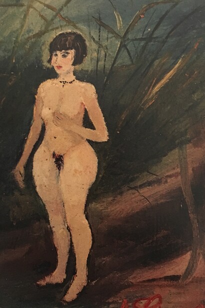 Nudo di donna, s.d. (1929-1930), olio su, tavola di compensato, 25x15 cm. Collezione privata