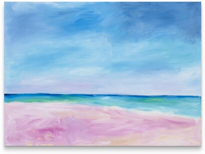 Karen Kilimnik,
the beach. cotton candy beach, 2023,
Acrylic on canvas,
99.1 × 135.3 cm,
39 × 53 1/4 inches
© Karen Kilimnik.
Courtesy the artist, Sprüth Magers and Galerie Eva
Presenhuber.
Photo: Lance Brewer