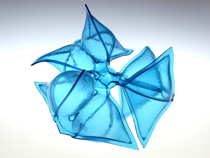 Matthew Szösz, untitled (inflatable) no. 85b, 2018, fused and inflated glass 14 1/2x15x14 inches. Courtesy of Heller Gallery, New York