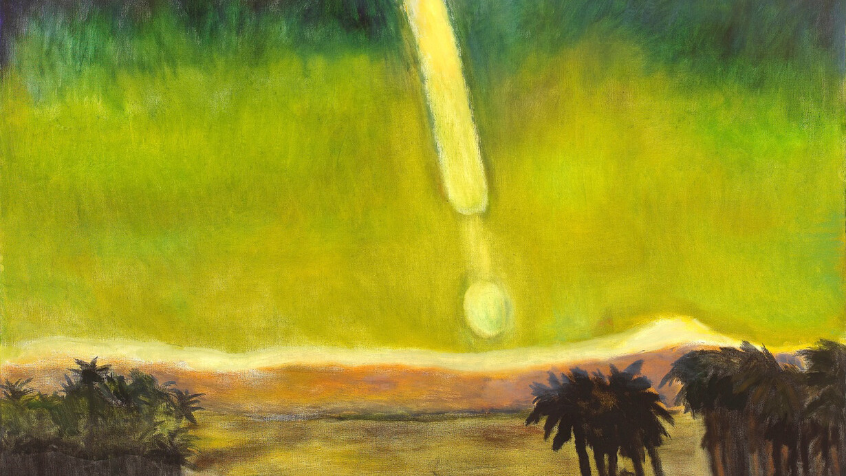 Frederick Wight, Moon descending beyond date palms (detail), 1984. Courtesy of Louis Stern Fine Arts 
