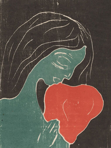 Edvard Munch, Girl with the Heart, 1899, color woodcut, National Gallery of Art, Washington, The Epstein Family Collection, given by their children, David, James, Richard, Miles and Sarah Carianne, in Honor of the 50th Anniversary of the National Gallery of Art, 1991.32.1