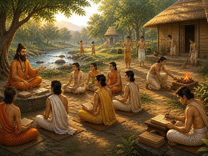 A gurukula (Sanskrit: गुरुकुलम्, romanized: gurukula) is a traditional Indian system of education in which śiṣyas (students or disciples) live with or near the guru, learning through both instruction and daily life