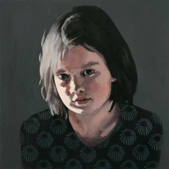 Claerwen James, Blue and black painting, 2009, oil on board, 15 x 15 inches, courtesy of Flowers Gallery