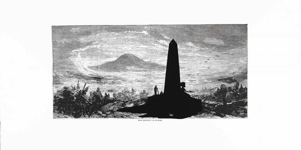 Kara Walker, Lost Mountain at Sunrise, from the portfolio Harper's Pictorial History of the Civil War 
(Annotated), 2005, Offset lithograph and screenprint on paper, 39 x 53 inches, Smithsonian American Art Museum, Museum purchase through the Luisita L. and Franz H. Denghausen Endowment © 2005 Kara Walker
 