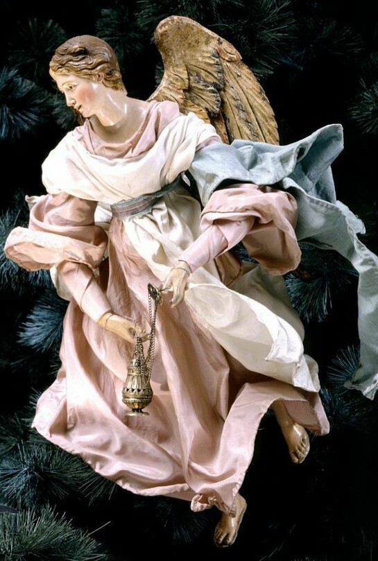 Angel, Neapolitan, 18th century, Poychrome terra cotta and wood with silk robes and silver gilt censer, gift of Loretta Hines Howard, 1964. Courtesy of The Metropolitan Museum of Art.