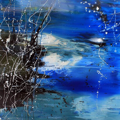 GEDDA, Rupture, Oil & Resin on Plexiglass, 29" x 29" x 1.5"