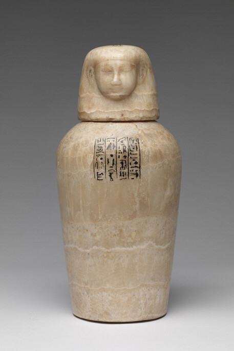 Unknown artist, Egyptian, Canopic Jar of Ramose, 664-343 BCE, Travertine (Egyptian alabaster) Height: 38.7 cm (15 1/4 inches)
Bequest of Lyra Brown Nickerson 16.194