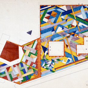 Gio Ponti, Pavimenti per gli uffici della Salzburger Nachrichten, Disegno di progetto del pavimento di Salisburgo '76, @ Gio Ponti Archives