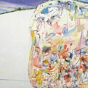 Amy Sillman, Me & Ugly Mountain, 2003, Oil on canvas, 60 x 72 inches, Collection of Jerome and Ellen Stern