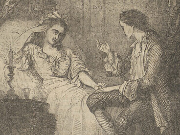 Jean-Jacques Rousseau, Las Confesiones en Obras completas, tomo 1, 1851, editorial Gennequin. Ilustración en la página 129