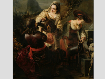 Ferdinand Bol (1616-1680), Eliézer et Rebecca au puits , vers 1645-1646, Huile sur toile, 171x171,8cm © New York, The Leiden Gallery