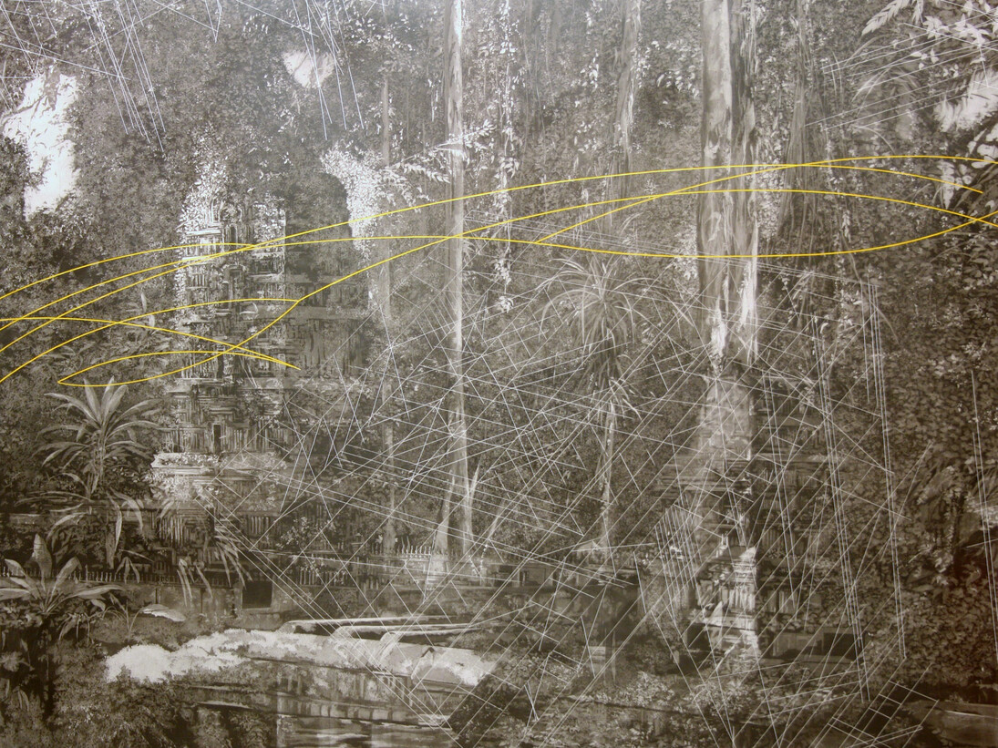 Reginald S Aloysius, KUL-MH004,144 x 120 cm, Graphite drawing, etched lines with enamel paint on primed MDF, 2013