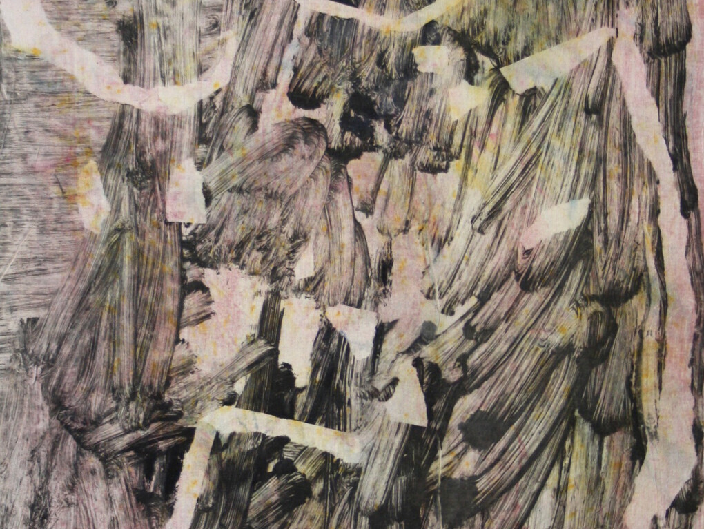 Licker, Aimée Parrott, 2014, printing ink and dye on calico, 52 x 42 cm (detail)