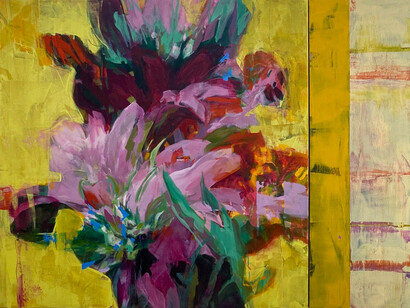 Connie Connally, Prairies and Pathways (detail), 2023, oil on linen, 30x70 in. Courtesy of the artist and Billis Williams Gallery