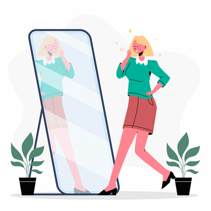 Ilustração de autoaceitação. Ame