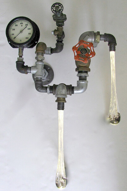 Orange and Black - Original Liquid Light Sculpture by Tanya Clarke