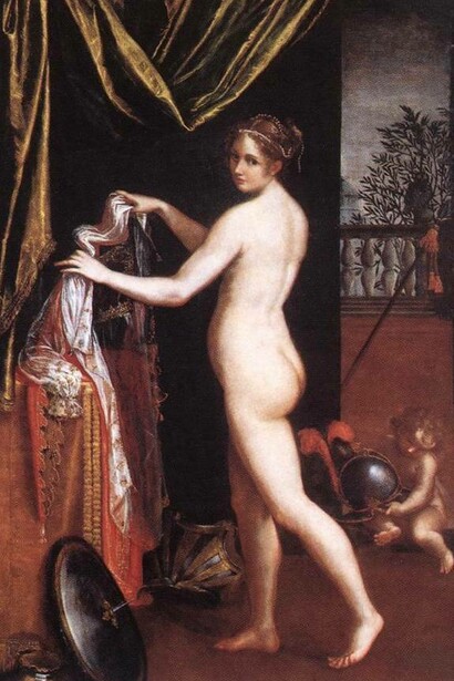 Lavinia Fontana, Minerva in atto di abbigliarsi, 1613, olio su tela, Galleria Borghese, Roma, Italia
