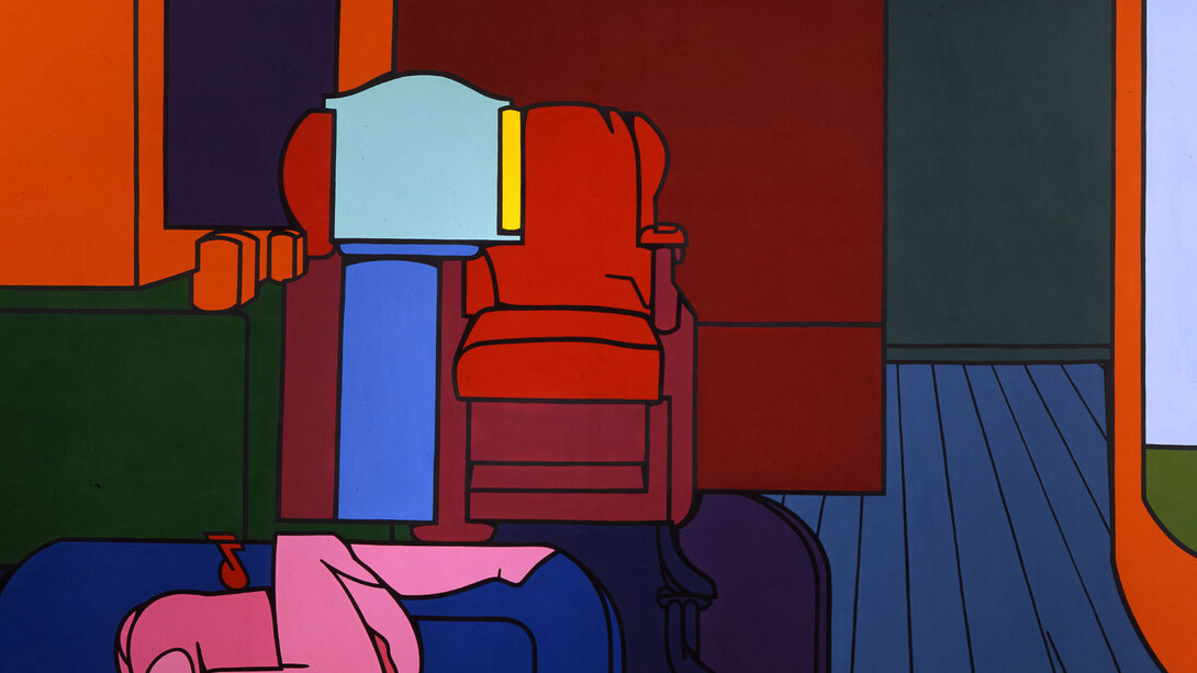 Valerio Adami, Bed Room Scene, 1969.
Acrylique sur toile, 243 x 365 cm.
Photo Claude Germain, Archives Fondation Maeght.
© Adagp Paris 2016.