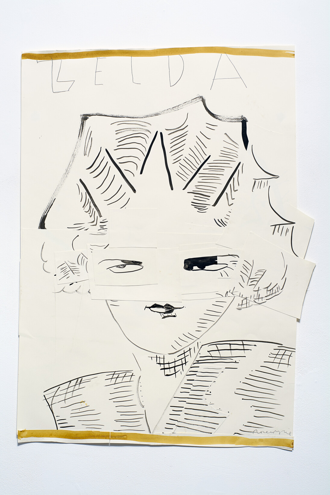 Rose Wylie, Zelda, 2011, Ink and collage on paper, 34.5 x 25 in (87.6 x 63.5 cm). Courtesy of the Artist and Thomas Erben Gallery, New York