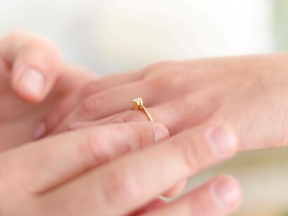 A couple recently engaged after a successful proposal