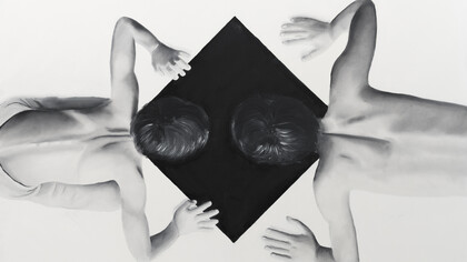 Fabrizio Evangelisti. 'L'oscuro fascino dell'inquadramento',  2015. 100x100 cm