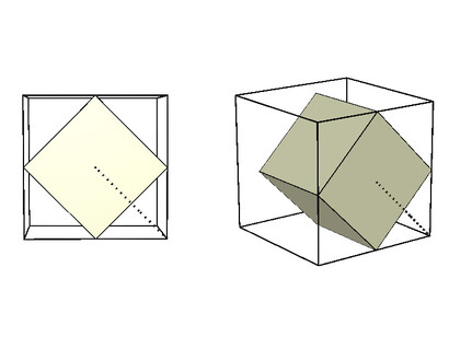 Figura 7: Duas posições diferentes de um mesmo cubo colocado no interior de outro.