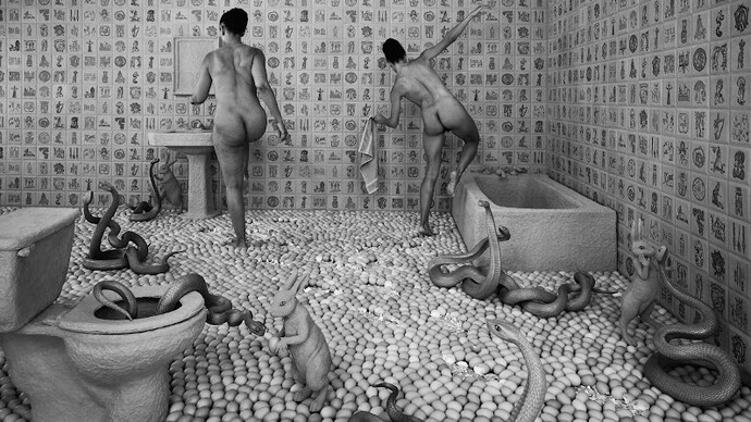 Sandy Skoglund, Fragile steps (Walking on eggshells) (detail), 1997. Courtesy of De Young Museum