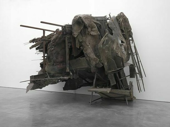 Peter Buggenhout, The Blind Leading the Blind #67, 2014, Mixed media (polyurethane, epoxy, foam, polyester, polystyrene, iron, wood, plastic, aluminum, paper, and household dust), 281 x 146 x 168 inches (713.7 x 370.8 x 426.7 cm). Copyright Peter Buggenhout. Courtesy Gladstone Gallery, New York and Brussels