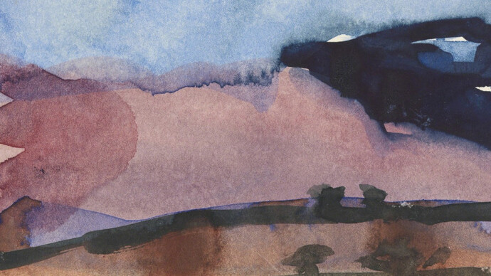 Klaus Fussmann, Die großen Sanddünen von Colorado, Aquarell auf Karton, 1984, 10,2 x 15,2 cm // © Klaus Fußmann, 2018
 
