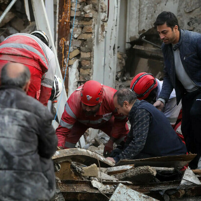 Attaque contre un quartier résidentiel de Téhéran, en Iran, mars 2026. Photo de Mohammadreza Abbasi pour Avash Media
