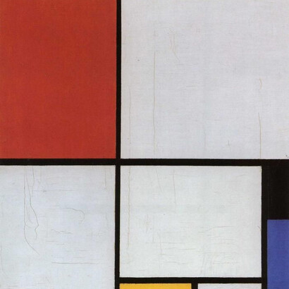 Piet Mondrian, Composition with Large Red Plane, Yellow, Black, Grey and Blue (detalle), 1921. En contextos institucionales, el pensamiento abstracto permite articular narrativas culturales que conecten con valores sociales y promuevan el cambio