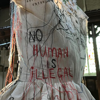 A close-up of the Leicester Cathedral installation