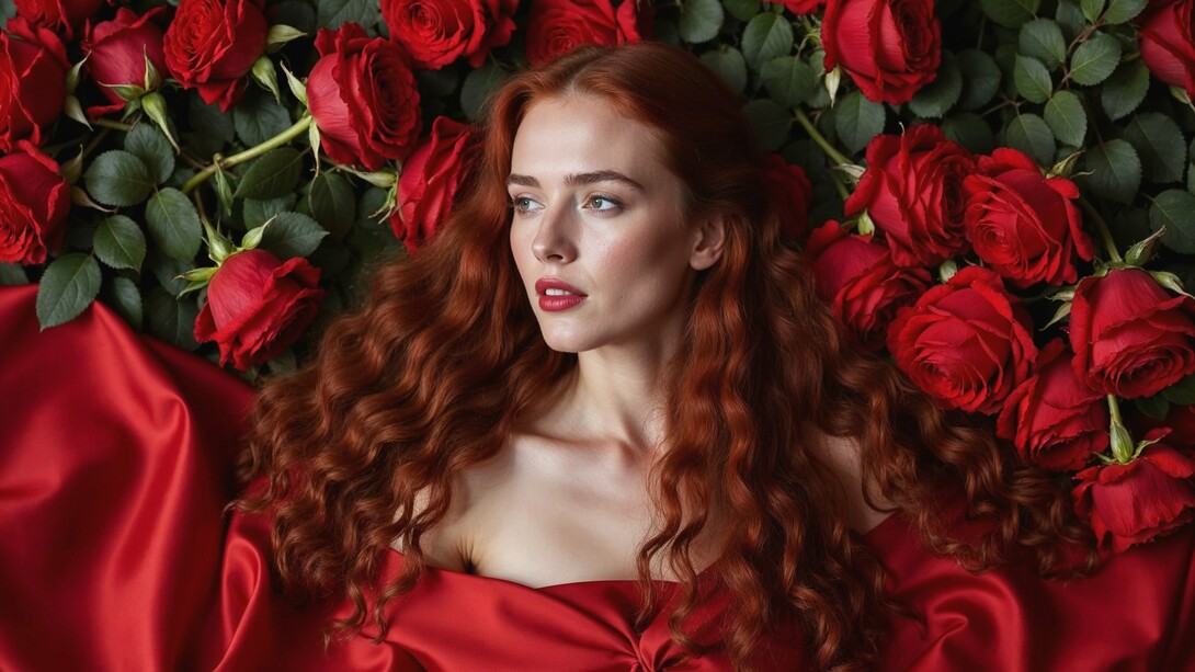 A woman framed by roses, mirroring the tender illusions shaped by childhood stories and telenovelas