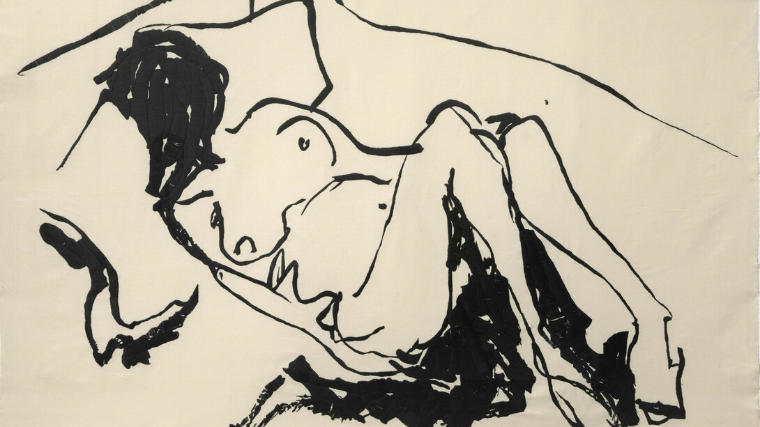 Tracey Emin, Laying half Asleep, 2015,
Embroidered calico,
198.5 x 251.5 cm,
Courtesy: Galleria Lorcan O’Neill
