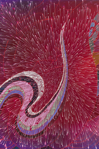 Barbara Takenaga, Red turnout (detail), 2024. Courtesy of Kemper Museum of Contemporary Art