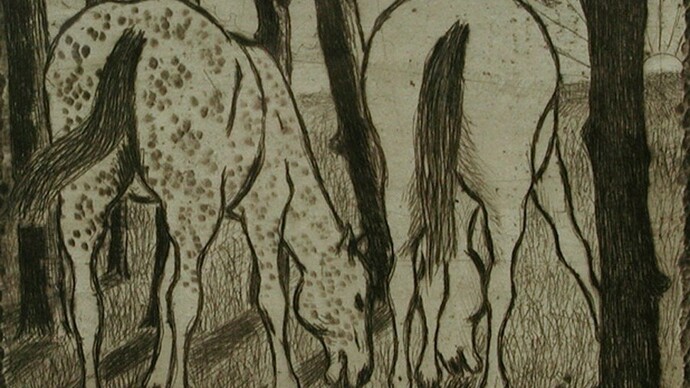 Felix Pissarro, Two Horses Grazing under the trees