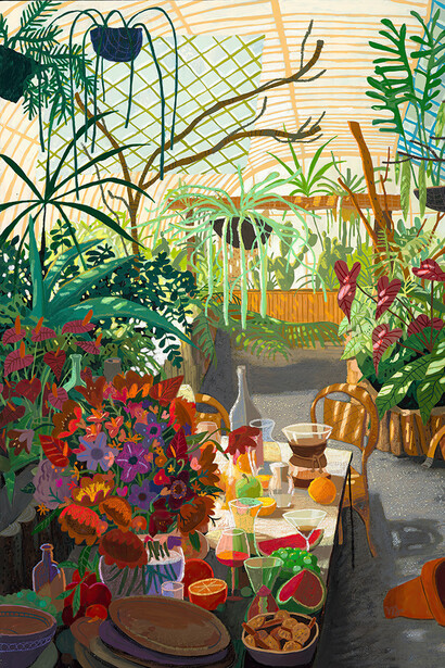 Nicholas Bono Kennedy, Jardin des plantes dinnerparty (detail), 2026. Courtesy of Hashimoto Contemporary
