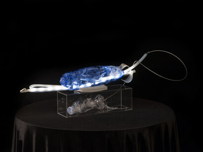 Bright Clamp, 2014, lampada con led in pet deformato e plexiglass, 60 x 25 x 10 cm