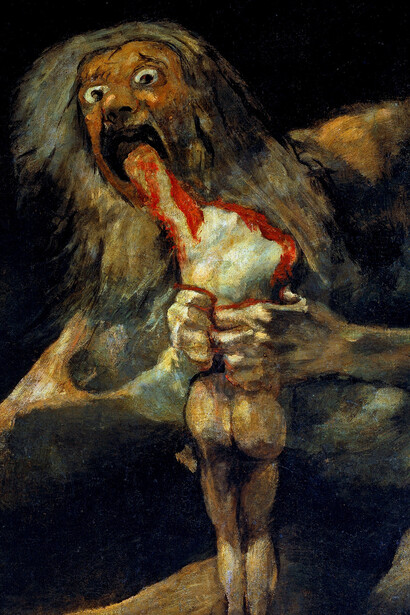 Saturno devorando a suhijo, serie de las Pinturas negras, 1819, Francisco de Goya