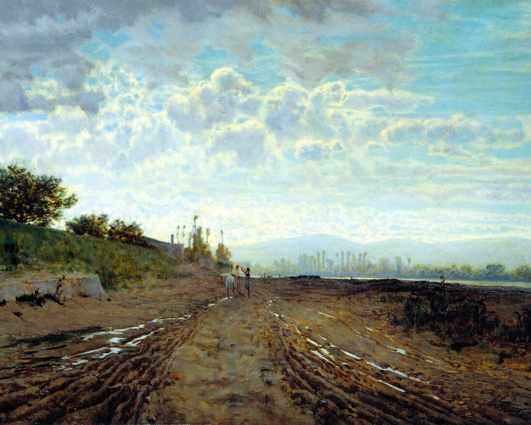 Telemaco Signorini, Una mattina sull'Arno, olio su tela 40 x 60 cm